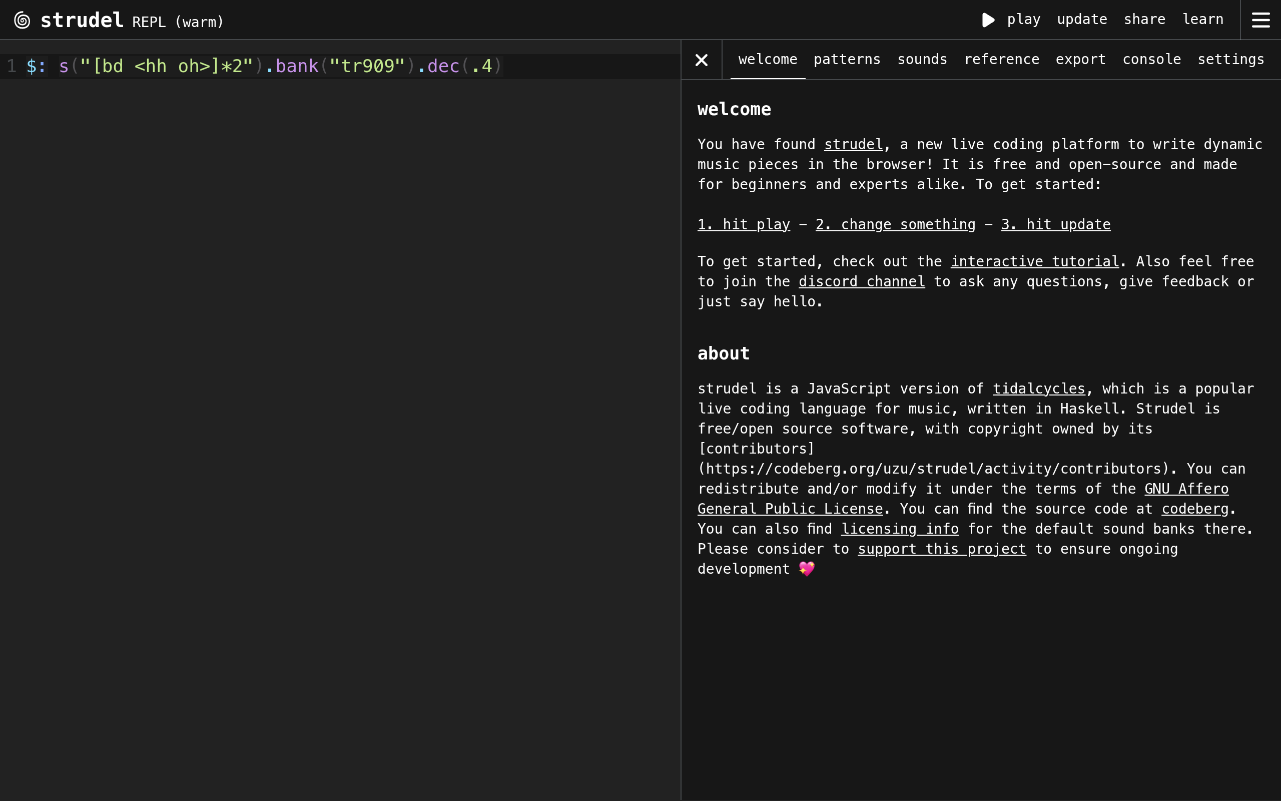Strudel REPL